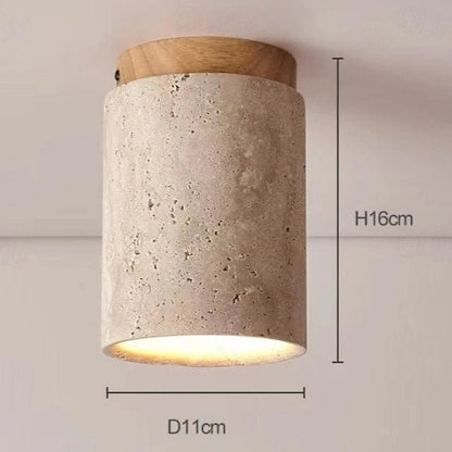 SereneGlow™ Round Ceiling Lamp - Natural Stone & Wood Elegance 7