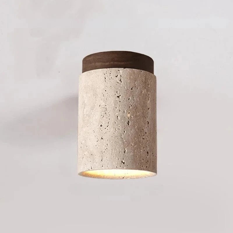 SereneGlow™ Round Ceiling Lamp - Natural Stone & Wood Elegance 9