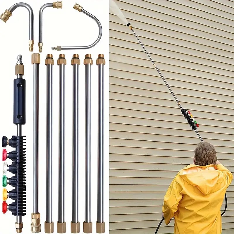 Telescoping High Pressure Washer Wand™ - 24ft Extension for Gutter & Roof Cleaning 0
