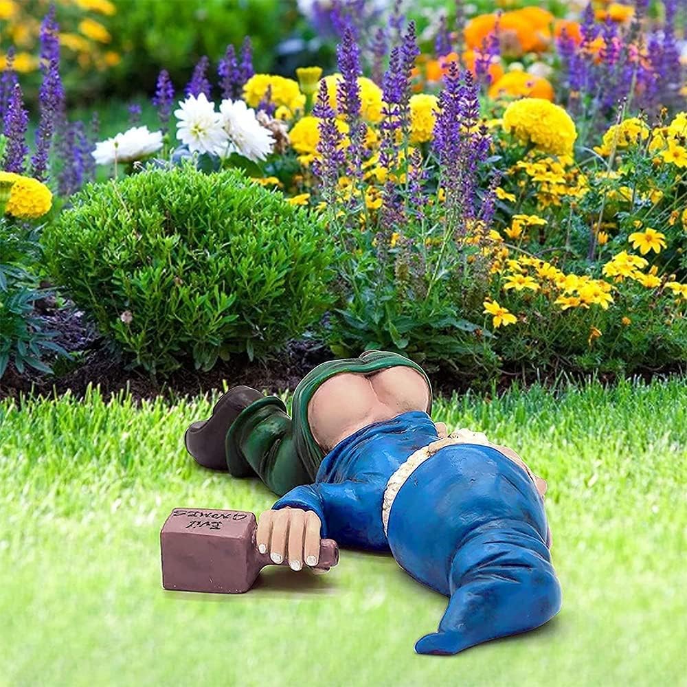 TipsyGnome™ Funny Garden Gnome Statue for Outdoor Decor and Whimsical Charm 4