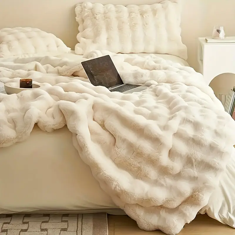 WaffleCloud™ Thick Faux Rabbit Fur Blanket for Cozy Comfort and Style 1