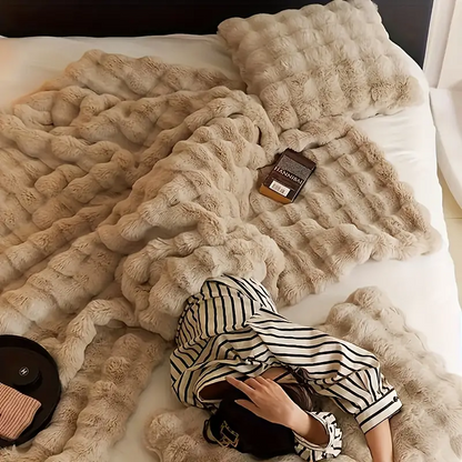 WaffleCloud™ Thick Faux Rabbit Fur Blanket for Cozy Comfort and Style 3