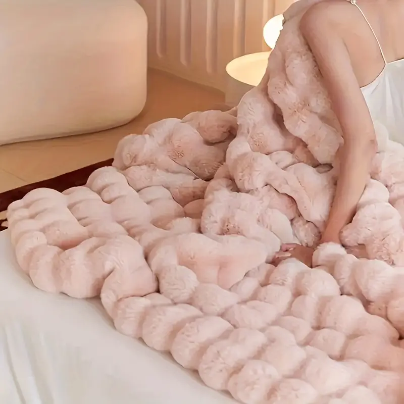 WaffleCloud™ Thick Faux Rabbit Fur Blanket for Cozy Comfort and Style 5
