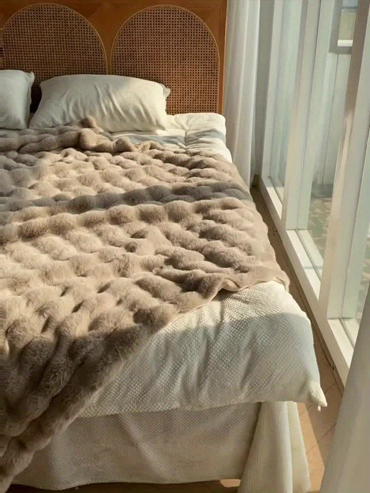 WaffleCloud™ Thick Faux Rabbit Fur Blanket for Cozy Comfort and Style 7