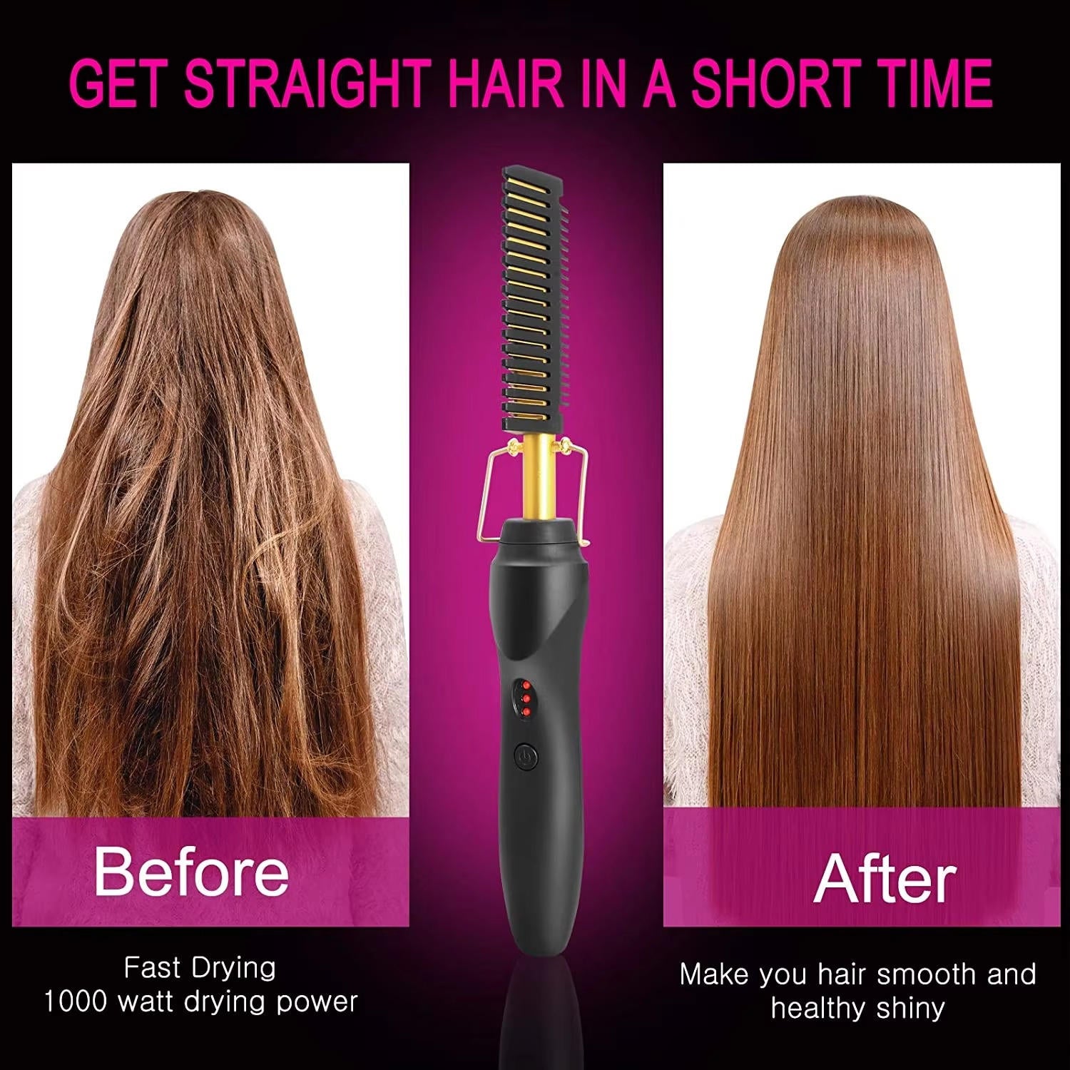GlamWave™ Electric Hot Comb - Perfect for Thick Hair, Effortless Styling at Home - 2