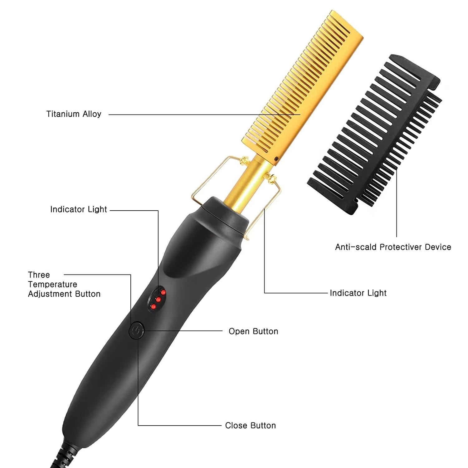 GlamWave™ Electric Hot Comb - Perfect for Thick Hair, Effortless Styling at Home - 12