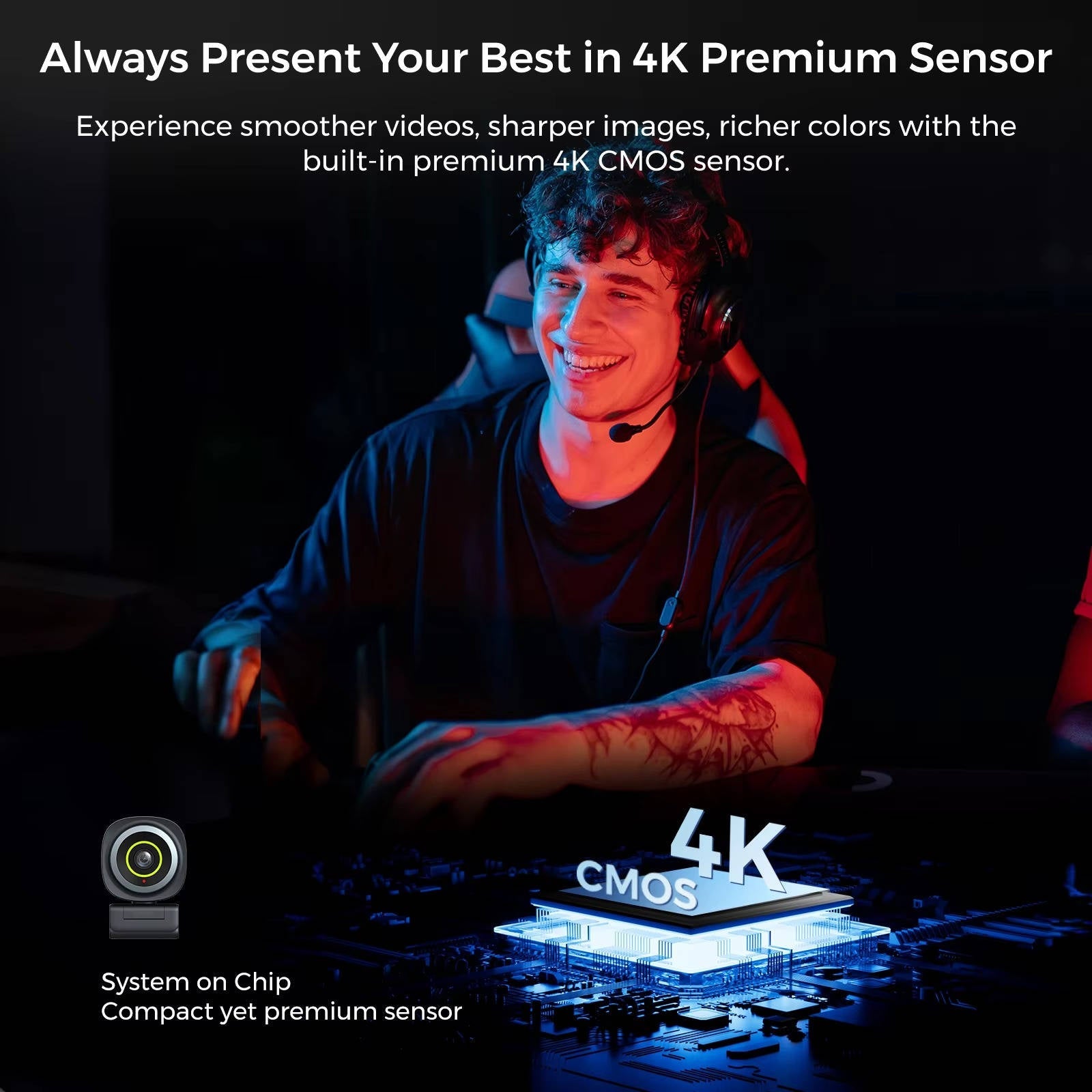 ClearView™ 4K Webcam - Professional Quality Video for Streamers and Online Meetings 2