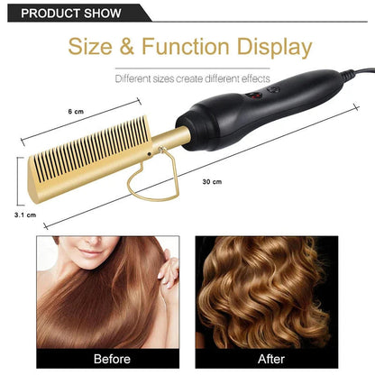 GlamWave™ Electric Hot Comb - Perfect for Thick Hair, Effortless Styling at Home - 13