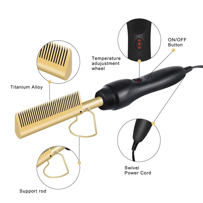 GlamWave™ Electric Hot Comb - Perfect for Thick Hair, Effortless Styling at Home - 11