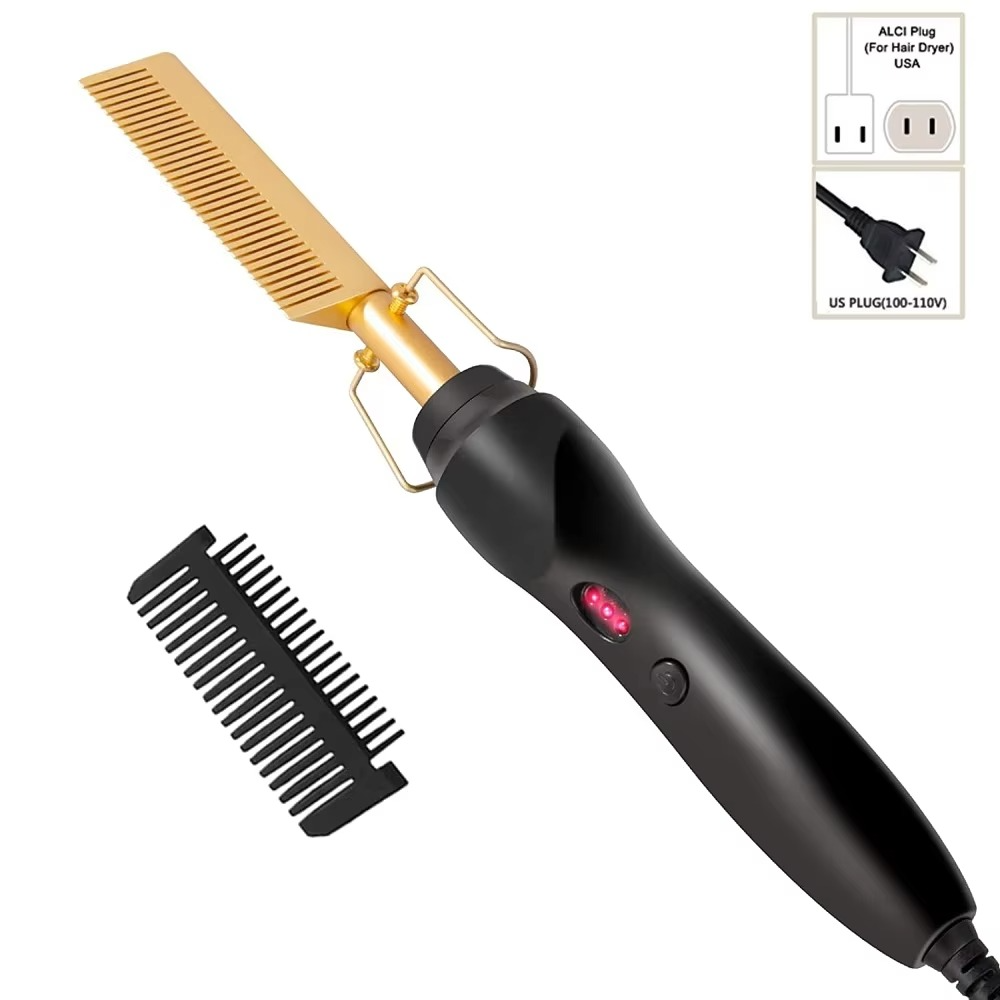 GlamWave™ Electric Hot Comb - Perfect for Thick Hair, Effortless Styling at Home - 10