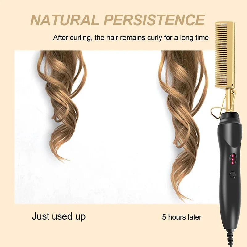 GlamWave™ Electric Hot Comb - Perfect for Thick Hair, Effortless Styling at Home - 4