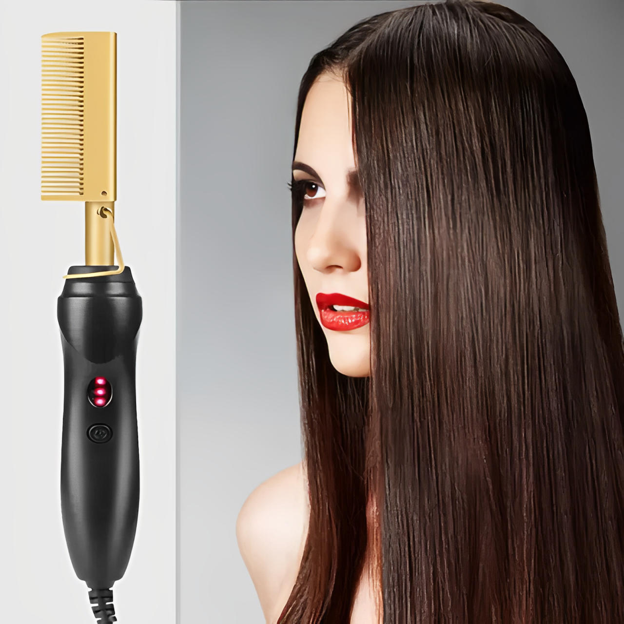GlamWave™ Electric Hot Comb - Perfect for Thick Hair, Effortless Styling at Home - 1
