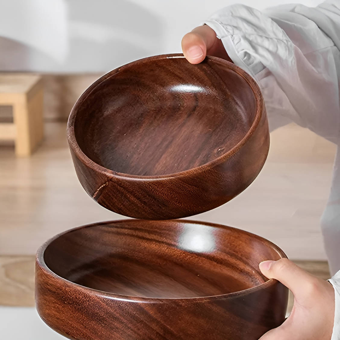 WalnutWave™ Large Wooden Salad Bowl - Elegant Serving Dish for Any Occasion 4