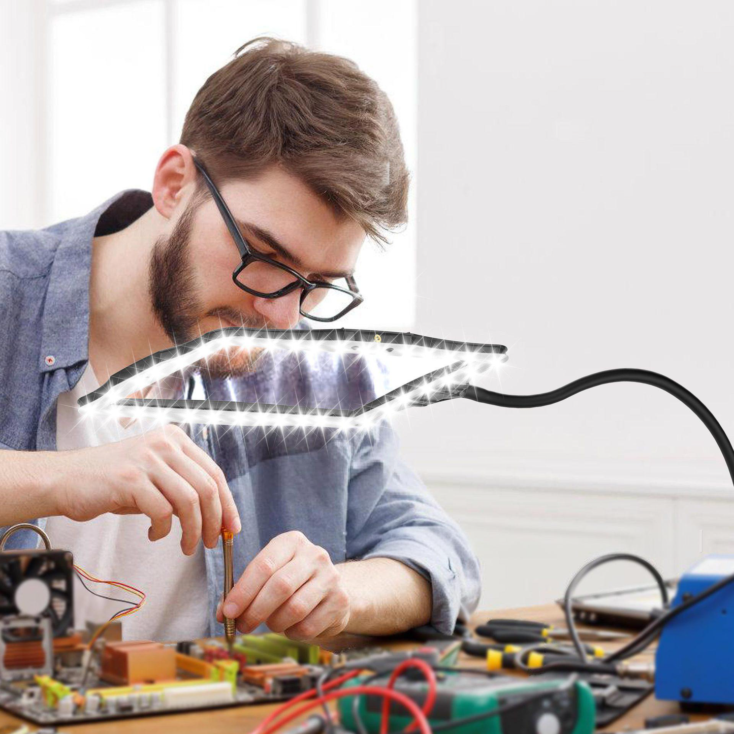 BrightView™ Magnifying Floor Lamp for Crafting and Reading with LED Light