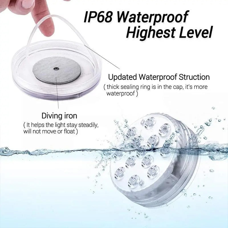 GlowWave™ Submersible LED Lights for Pools and Tubs - Remote Controlled 2