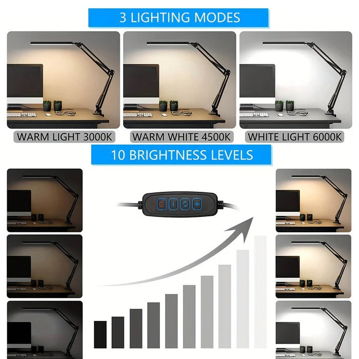 BrightBeam™ Adjustable LED Desk Lamp for Compact Workspaces – Perfect Task Lighting