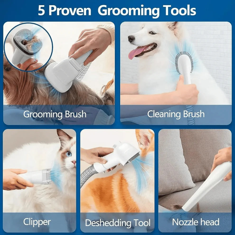 PetGroom™ Dog & Cat Grooming Vacuum Kit with Clippers & Brush for Stress-Free Grooming