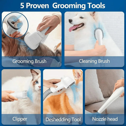 PetGroom™ Dog & Cat Grooming Vacuum Kit with Clippers & Brush for Stress-Free Grooming