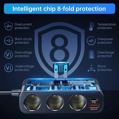 PowerMax™ 7-in-1 Car Charger Adapter for Charging Multiple Devices on the Go