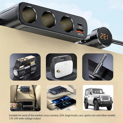 PowerMax™ 7-in-1 Car Charger Adapter for Charging Multiple Devices on the Go