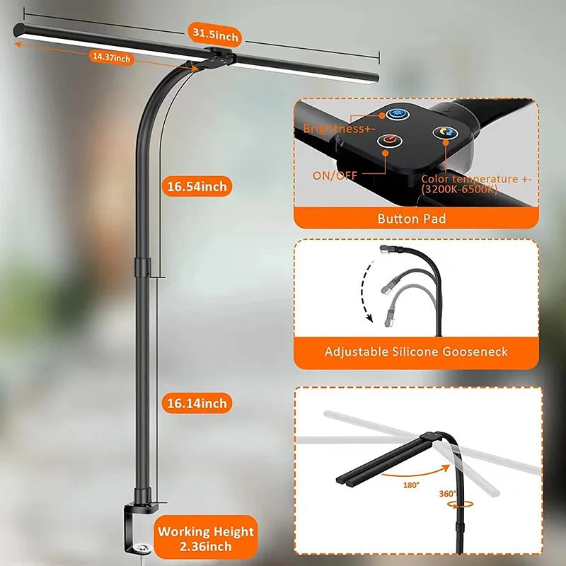 BrightLight™ Dual-Head Desk Lamp for Modern Workspaces and Enhanced Productivity