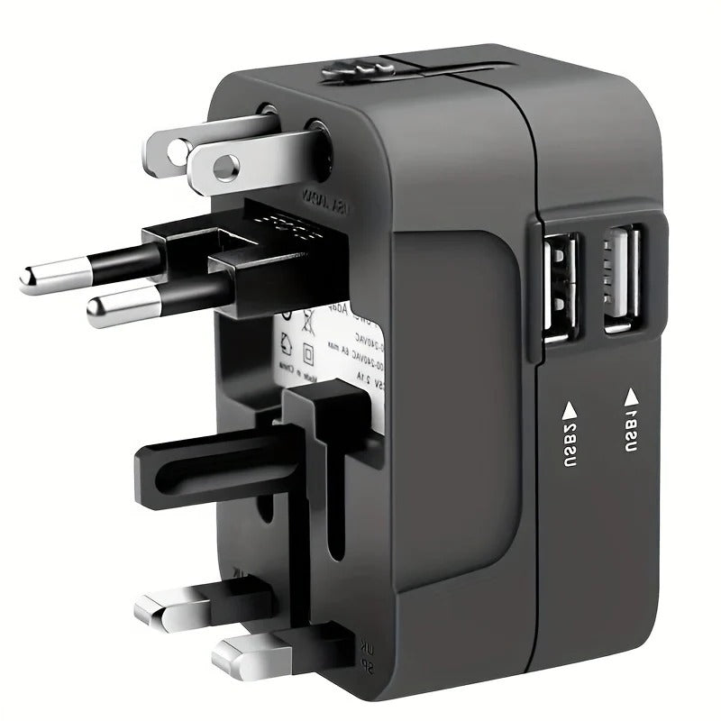 TravelMate™ Universal Travel Adapter with Dual USB Ports for Global Use