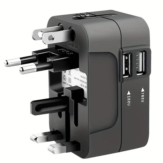 TravelMate™ Universal Travel Adapter with Dual USB Ports for Global Use