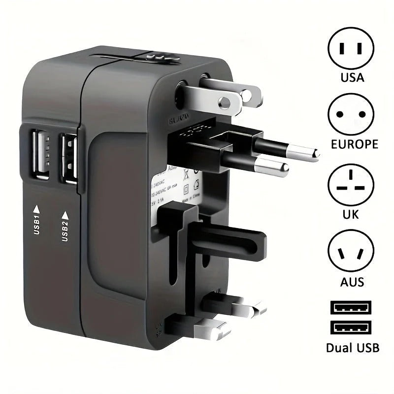 TravelMate™ Universal Travel Adapter with Dual USB Ports for Global Use