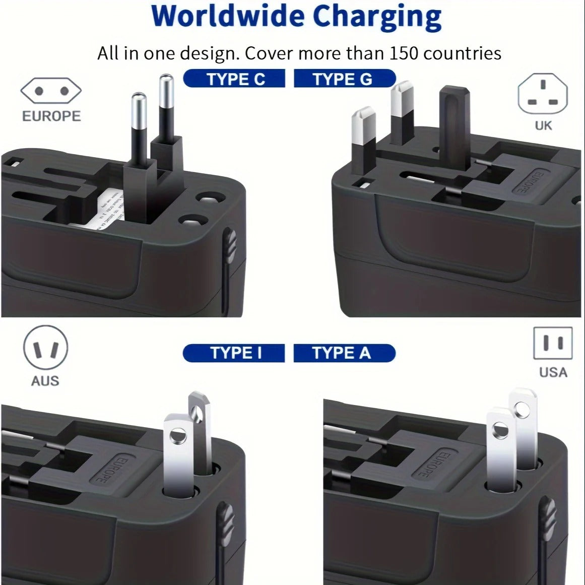 TravelMate™ Universal Travel Adapter with Dual USB Ports for Global Use