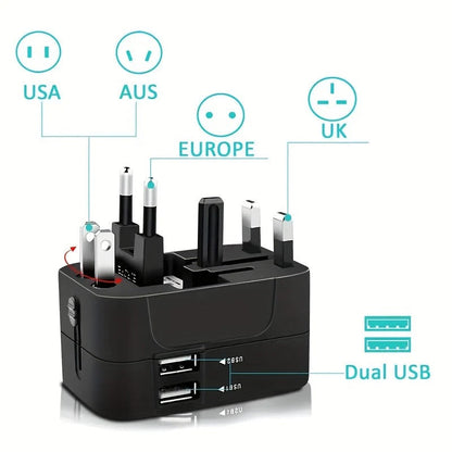 TravelMate™ Universal Travel Adapter with Dual USB Ports for Global Use