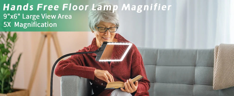 BrightView™ Magnifying Floor Lamp for Crafting and Reading with LED Light
