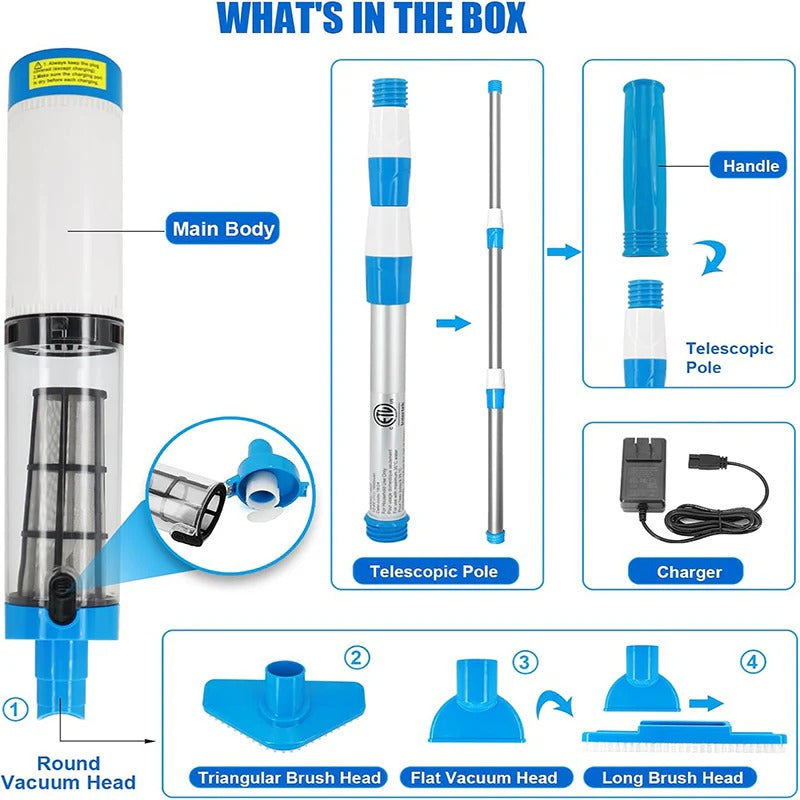 AquaClean™ Cordless Pool Vacuum Cleaner for Effortless Above Ground Pool Cleaning - 11