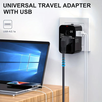 TravelMate™ Universal Travel Adapter with Dual USB Ports for Global Use