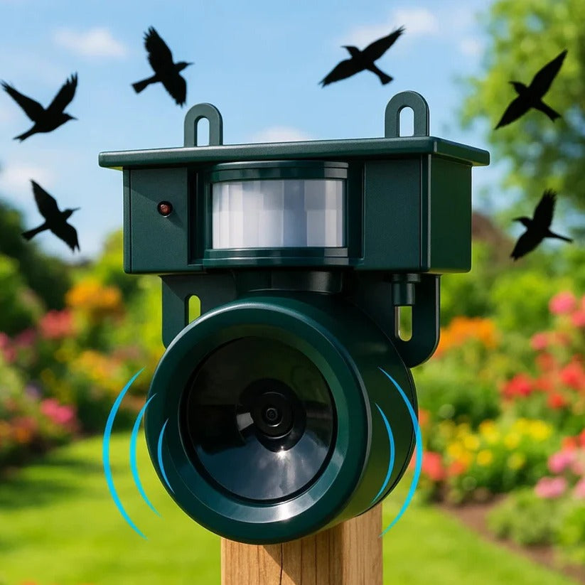 EcoGuard™ Motion Sensor Bird Repeller: Effective Sound Deterrent for Outdoor Spaces - 1