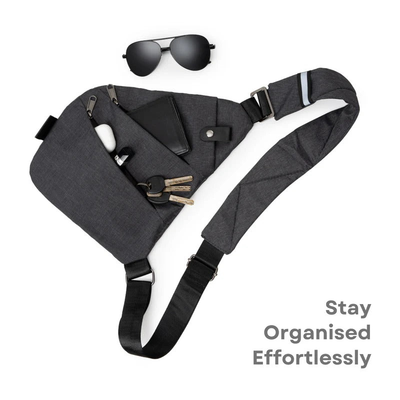 SecureCarry™ Black Crossbody Bag for Unisex Everyday Use – Anti-Theft Design