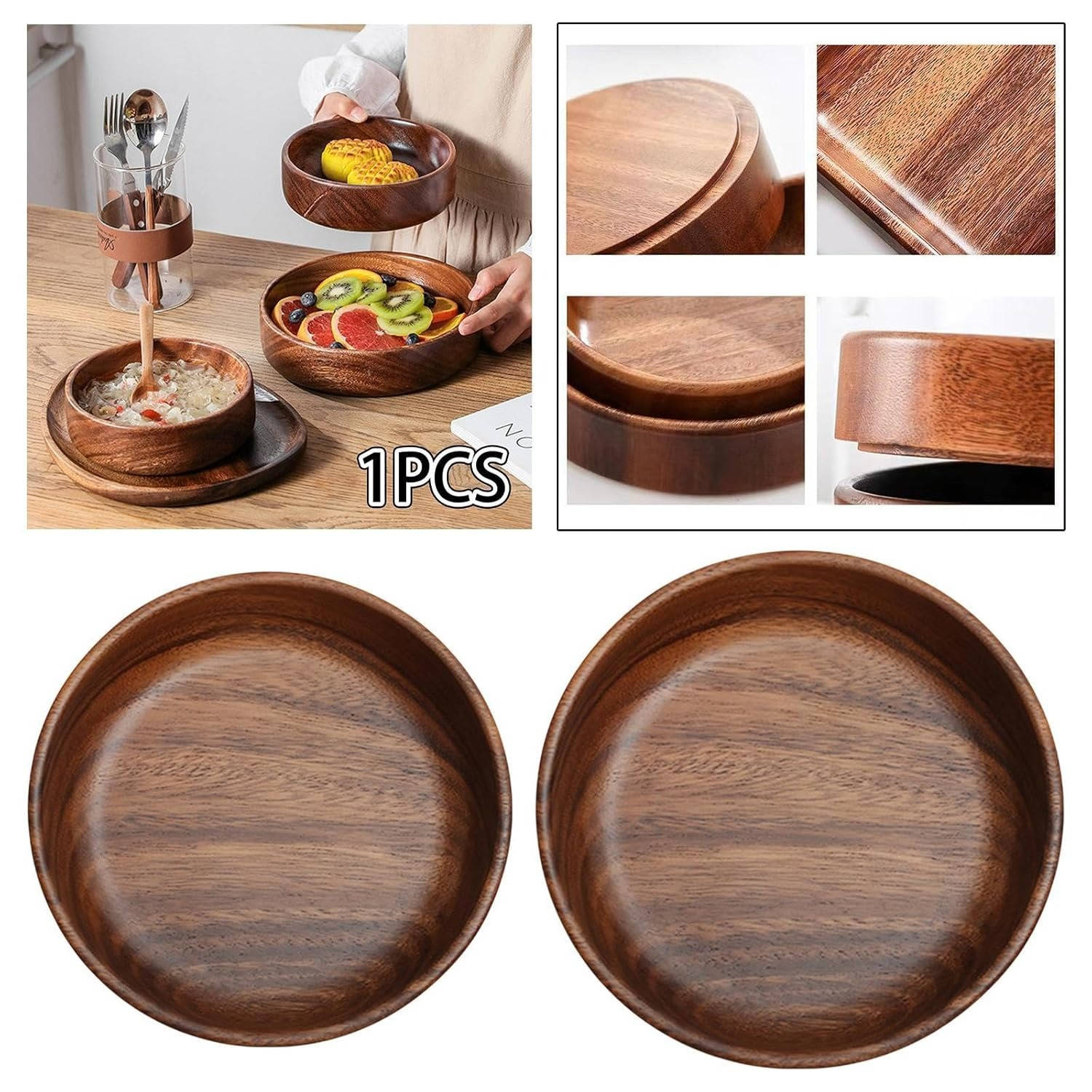 WalnutWave™ Large Wooden Salad Bowl - Elegant Serving Dish for Any Occasion 8