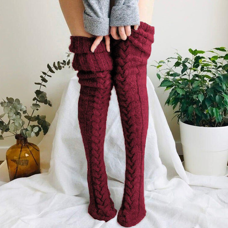 Cute Thigh High Hand-Knitted Socks
