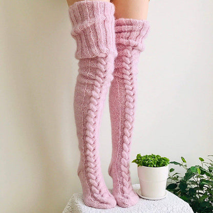 Cute Thigh High Hand-Knitted Socks
