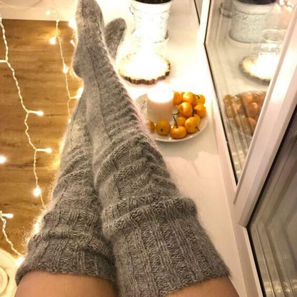 Cute Thigh High Hand-Knitted Socks